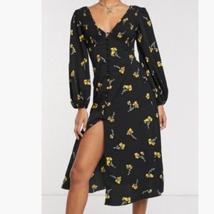 Asos Midi Dress Floral Print button-up design